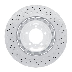 Porsche Cayman Brake Rotor (1) - Left Rear - R1 Concepts - Drilled Carbon Alloy GeoMET - `16-`23
